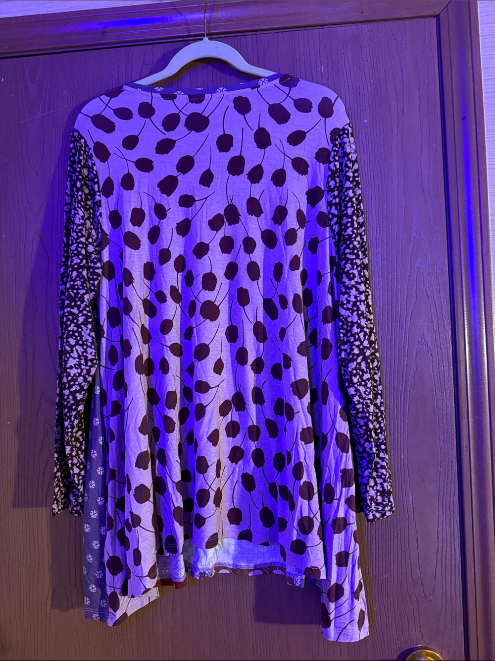 LOGO by Lori Goldstein Mixed Print Swing Tunic — Blue, Brown, Burgundy. NWOT - Picture 3 of 16
